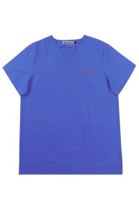 設計女裝護士短袖上衣  藍色  雙側袋口  基督教青年會 城市大學 獸醫護理學系 書院  NU092